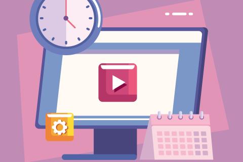 Graphic of computer screen on pause