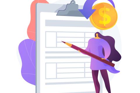 Graphic of woman with contract