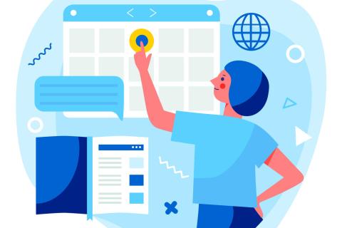 Graphic of woman using calendar