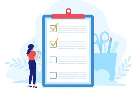 Graphic of woman using checklist