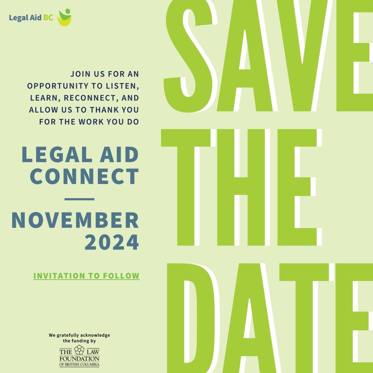 Legal Aid Connect November 2024 Save the Date image