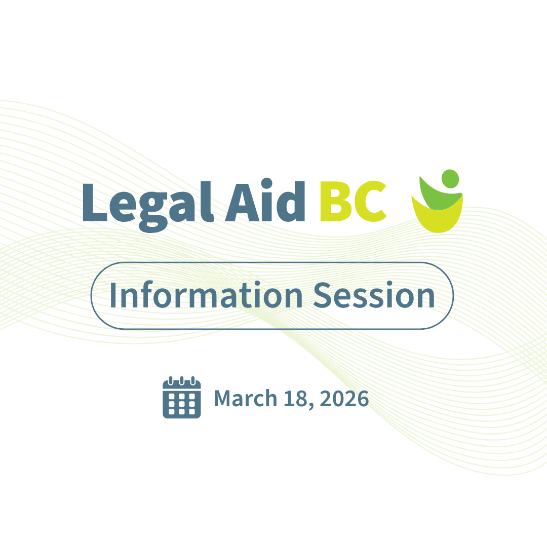 Information session image with Legal Aid BC logo