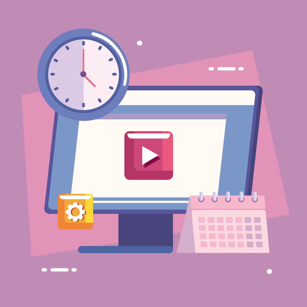 Graphic of computer screen on pause