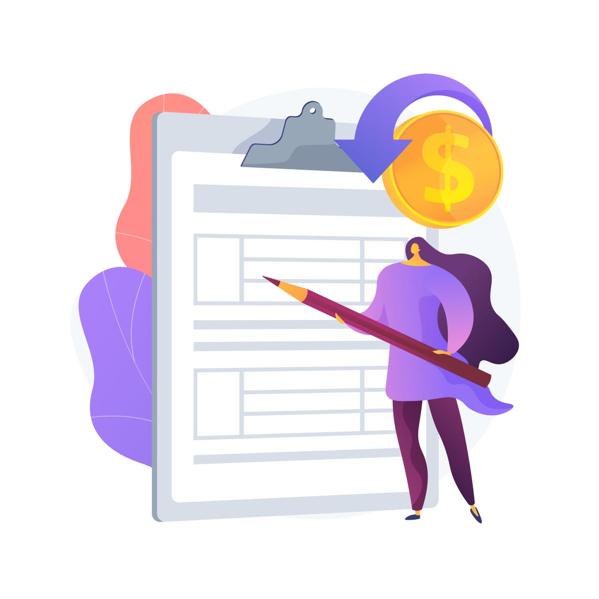 Graphic of woman with contract