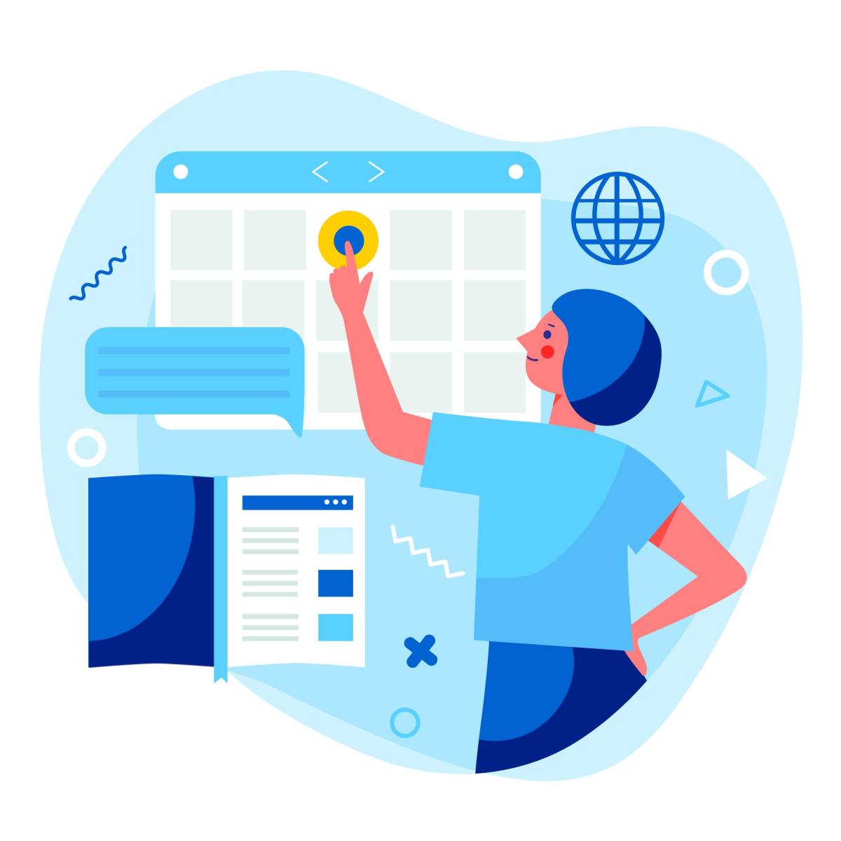 Graphic of woman using calendar