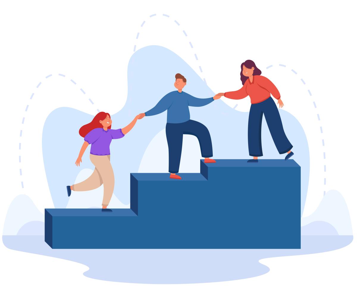 Graphic of people climbing stairs