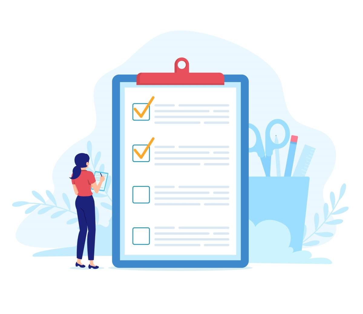 Graphic of woman using checklist